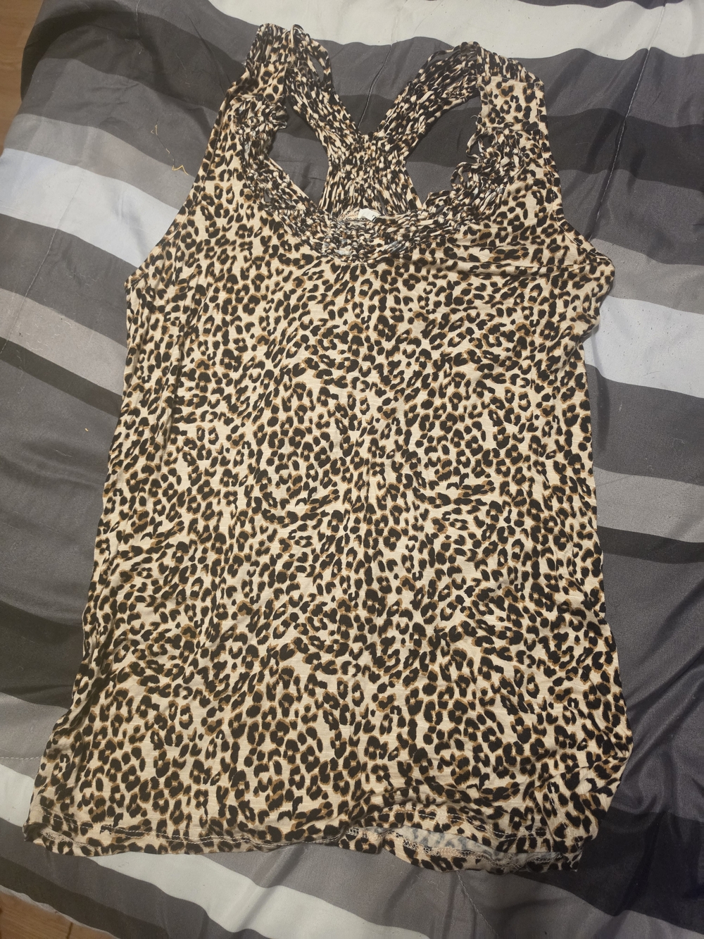 Women’s Leopard Print Sleeveless Tank Top - Beige/Black